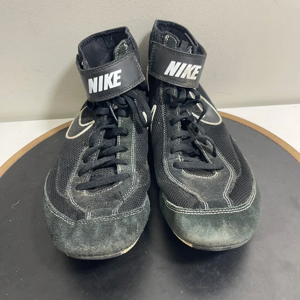 Nike Takedown 4 Wrestling Shoes Men 11.5 High Top Black White Suede Athleisure